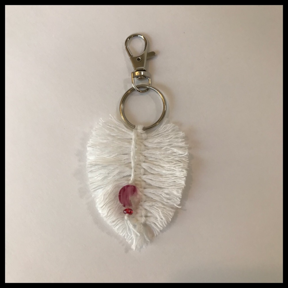 Handmade Macrame Feather Keychain